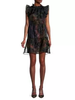 Мини-платье Taren с цветочным принтом и рюшами Marie Oliver, цвет Moon Dye