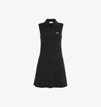Мини-Платье-Теннис из эластичного трикотажа с логотипом-нашивкой Lacoste, черный