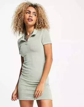 Мини-платье Topshop с махровым воротником и шалфейным воротником