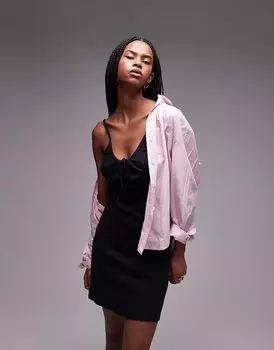 Мини-платье Topshop с завязками спереди черного цвета