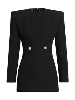 Мини-платье трапеции из шерсти Grain De Poudre Versace, черный