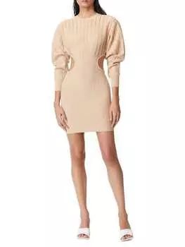 Мини - Платье Трикотажное в Рубчик Hervé Léger с вырезами, alabaster