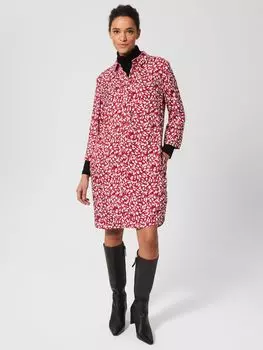 Мини-платье-туника с принтом листьев Hobbs Marciella, клюквенный/мульти