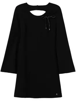 Мини-платье TWINSET со стразами и брошью, черный