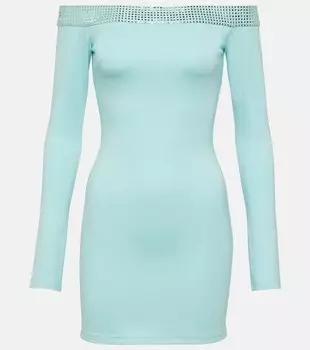 Мини-платье, украшенное кристаллами David Koma, синий