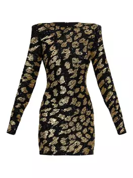 Мини-платье, украшенное пайетками Balmain, черный