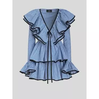 МИНИ-ПЛАТЬЕ В ПОЛОСКУ С ОБОРКАМИ ETRO, синий