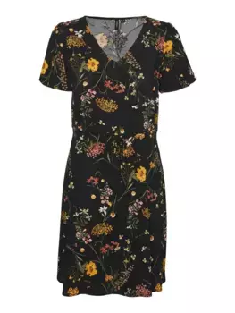 Мини-платье Vero Moda "VMEASY JOY SS SHORT DRESS WVN GA", цвет Black Aop:Vicka