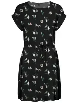 Мини-платье Vero Moda "VMEASY JOY S/S TIE SHORT DRESS WVN GA", черный