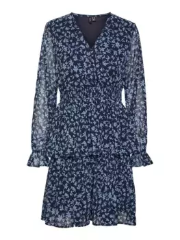 Мини-платье Vero Moda "VMHOLLY LS SMOCK SHORT DRESS WVN GA", синий