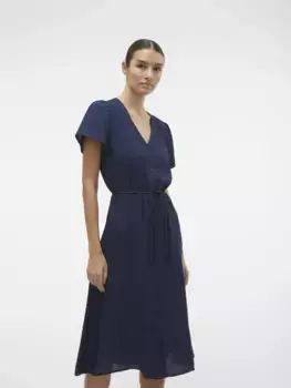 Мини-платье Vero Moda "VMJOSIE SS CALF SHIRT DRESS WVN GA", синий