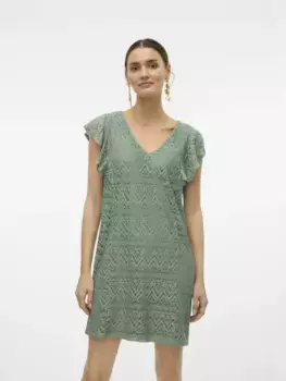 Мини-платье Vero Moda "VMMAYA SHORT FRILL DRESS JRS SPE", зеленый