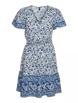Мини-платье Vero Moda "VMMILAN SS SHORT DRESS WVN GA", синий