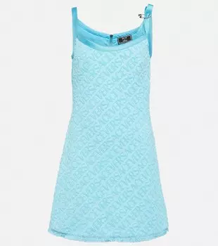 Мини-платье Versace из хлопковой махры Allover VERSACE, синий