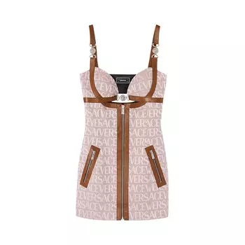 Мини-платье Versace по всей поверхности, Бледно-розовый/Бежевый