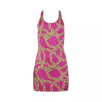 Мини-платье Vetements с открытой спиной и золотой цепочкой, Ярко-розовый