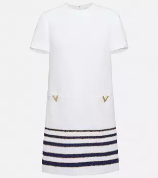 Мини-платье VGOLD из букле в полоску VALENTINO, белый