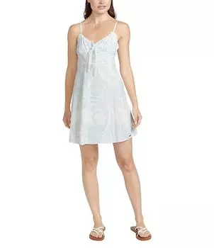 Мини-платье Volcom Luwow со сборками и завязкой спереди, синий