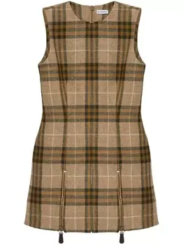 Мини-платье в клетку Burberry, нейтральный цвет