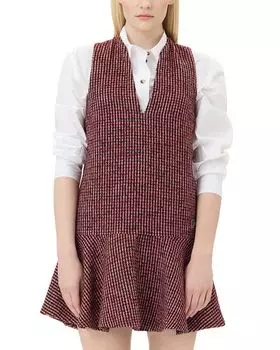 Мини-платье в клетку GANNI, красный