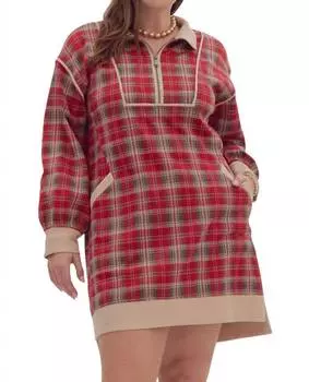 Мини-платье в клетку красного цвета entro