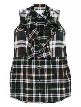 Мини-платье в клетку sacai, зеленый