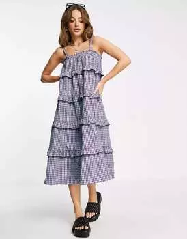 Мини-платье в клетку Vero Moda с бретелями и бретелями