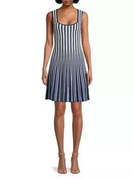 Мини-платье в полоску с градиентом Milly Navy white