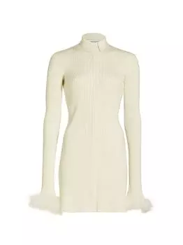 Мини-платье в рубчик MACH & MACH, слоновая кость