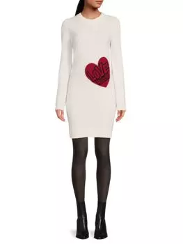Мини-платье в рубчик с графическим логотипом Love Moschino, белый