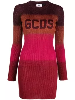 Мини-платье в широкую полоску Gcds, красный