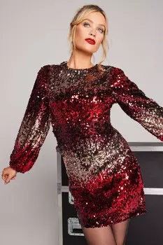 Мини-Платье в стиле ампир с длинными рукавами и пайетками Love & Roses, желтый