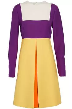 Мини-платье в стиле колор-блок из смеси шерсти и шелка VALENTINO GARAVANI, желтый