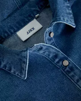 Мини-платье в стиле ковбой с воротником-поло Jack & Jones, синий