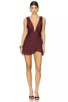 Мини-платье в технике крючок Camila coelho Patbo, dark red