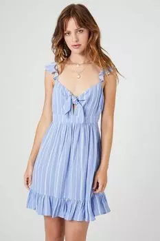Мини-платье в тонкую полоску Forever 21, синий