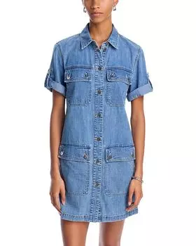 Мини-платье Warren с пуговицами спереди Veronica Beard, синий