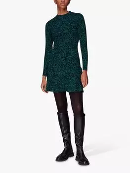 Мини-платье Whistles Forest с леопардовым принтом, Бирюзовый/Мульти