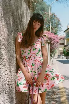 Мини-платье вишневое ZARA, разноцветный