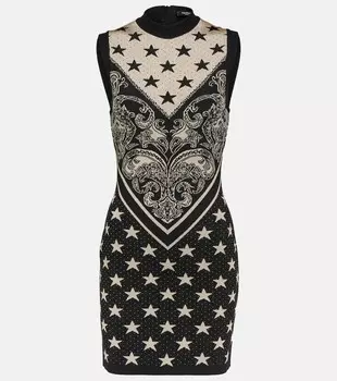 Мини-платье вязки интарсия Balmain, мультиколор