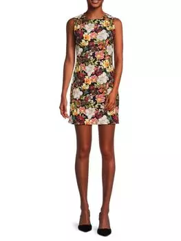 Мини-платье Wynell с цветочным принтом Alice + Olivia, цвет Black Multi