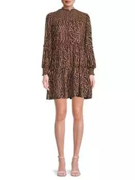 Мини - Платье Ярусное Saks Fifth Avenue с принтом, tonal zebra