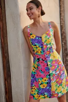 Мини-платье застегивается на пуговицы Next, желтый