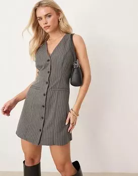 Мини-платье-жилет серого цвета New Look