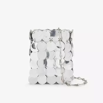 Мини-Плетеный клатч Sparkle Rabanne, серебряный