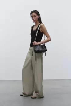 Мини-плиссированная сумка ZARA, черный