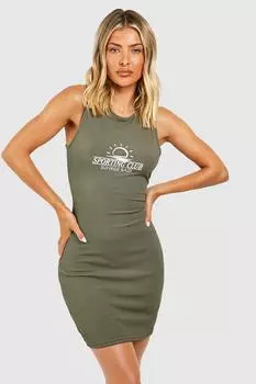 Мини-пляжное платье sporting club Boohoo, хаки
