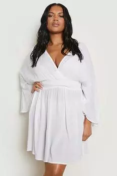 Мини-пляжный кафтан Plus из марли boohoo, белый