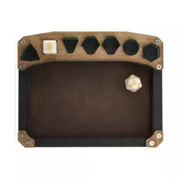 Мини-подставка для кубиков со столешницей из натурального ореха — бирюзовый и веганская кожа в деревенском стиле, Dice Trays (C4 Labs)