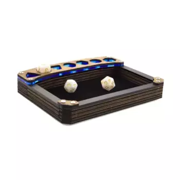 Мини-подставка для кубиков со столешницей из натурального ореха — синий и бархатный, Dice Trays (C4 Labs)